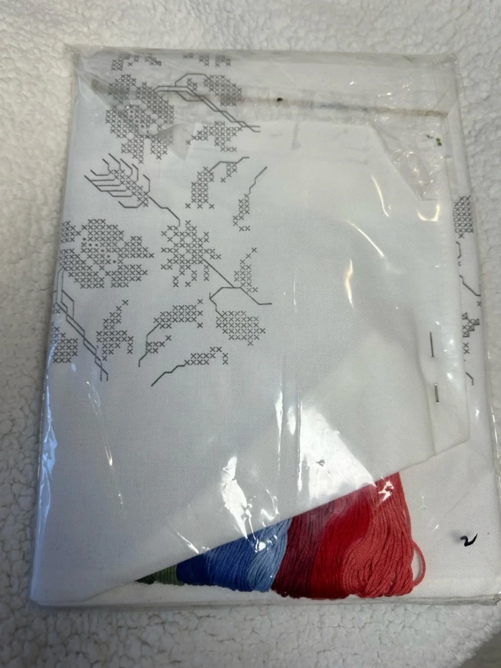 Duftin Pretty Posey White Tablecloth Cross Stitch Kit with Floss Embroidery